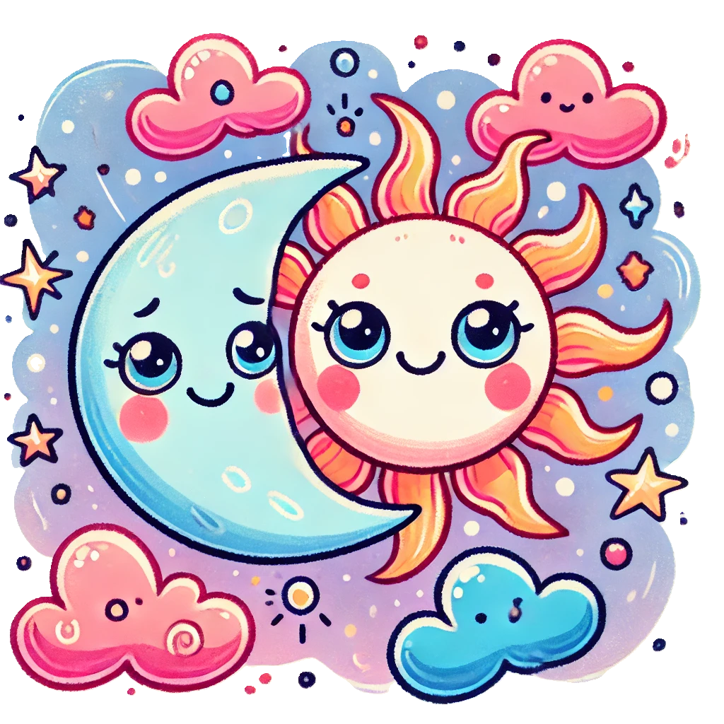 Cute Moon and Sun