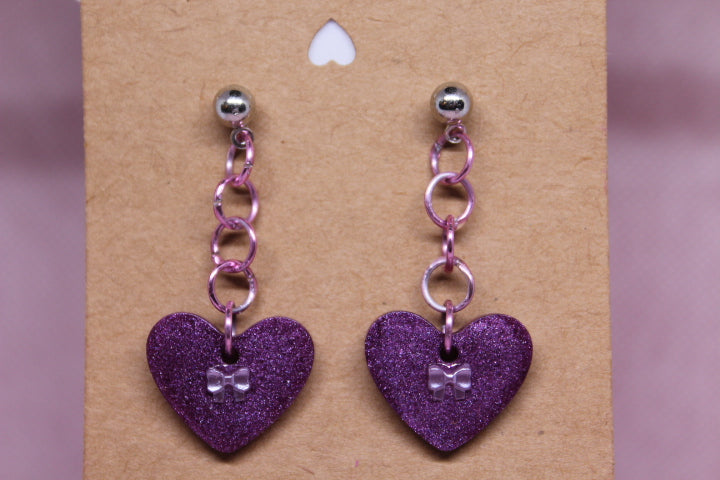 Lavender and Purple Hanging Hearts