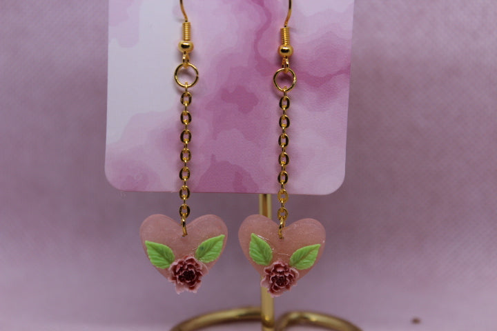 Pink Heart with Little Flower