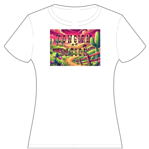 Cartoon Western "COWGIRL Nation" Tshirt