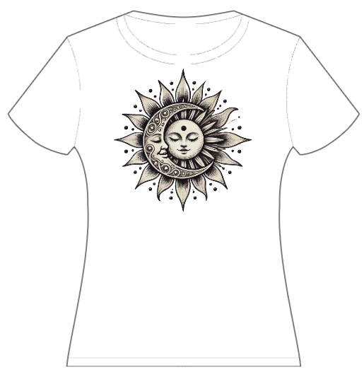 Tattoo Style Moon and Sun