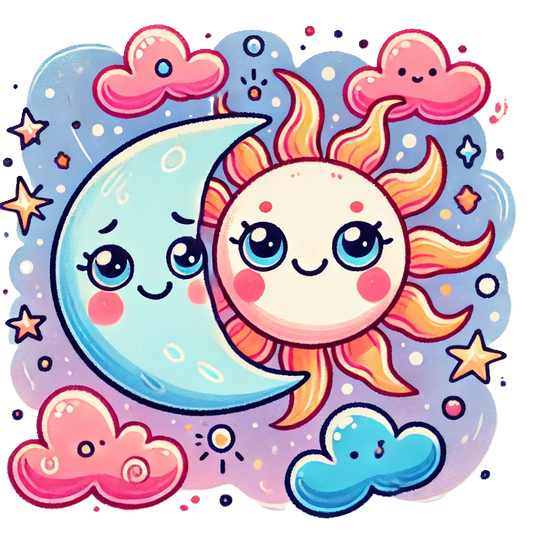 Cute Moon and Sun