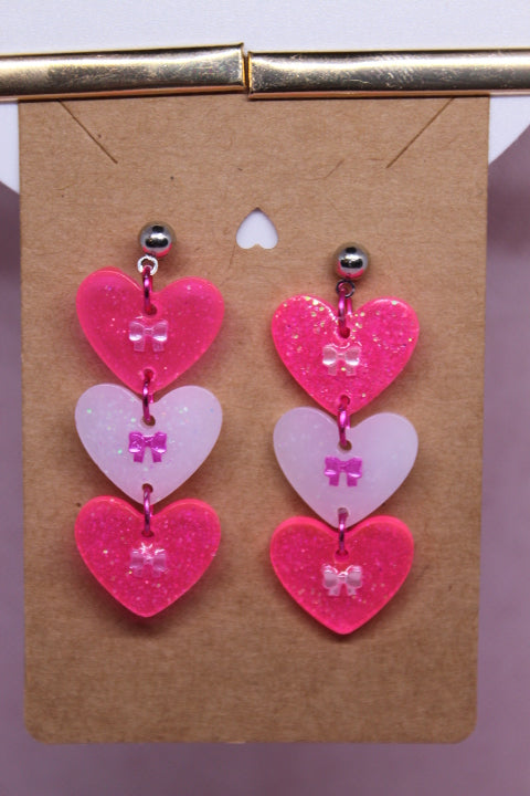 Hot Pink and White Hearts with Bows