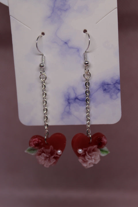 Red Hanging Heart with White and Red Flowers