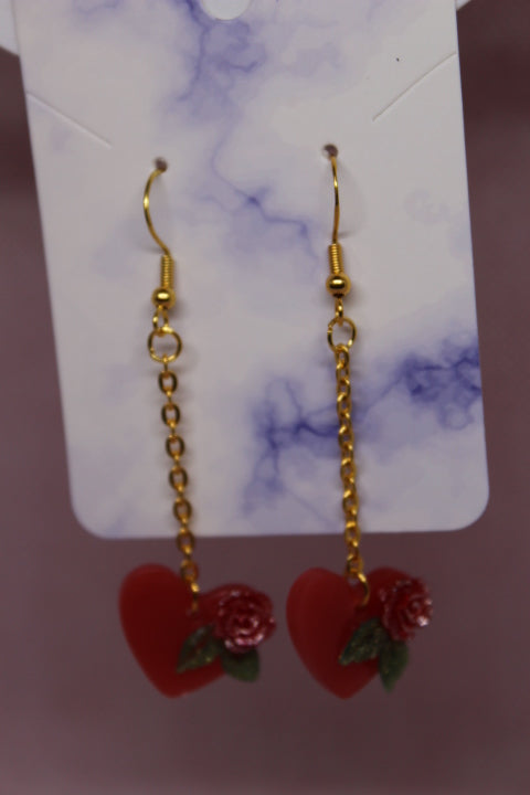 Red Hanging Heart with a Red Rose