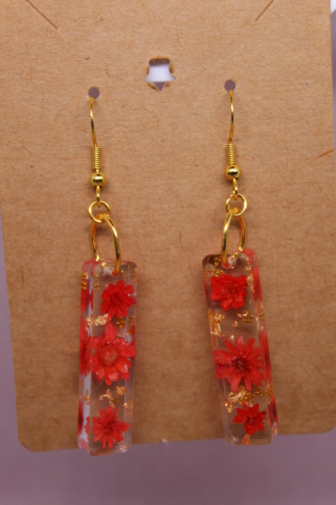 Three Red Flowers with Gold Flake