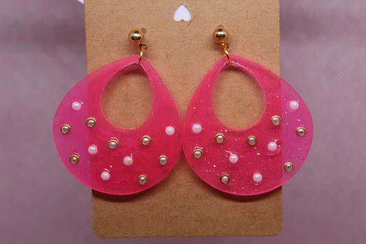 Hot Pink Tear Drop with Pearls