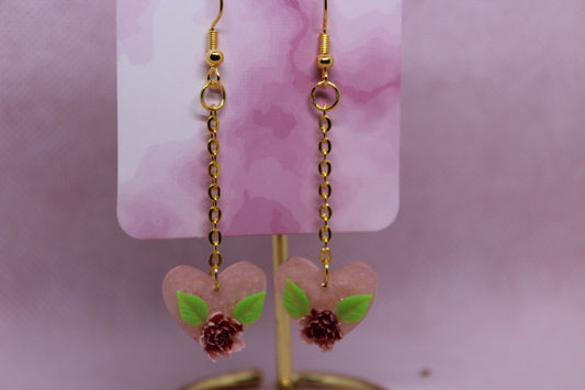 Pink Heart with Maroon Flower