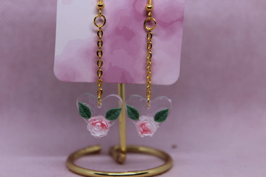 Clear Heart with Two Toned Rose