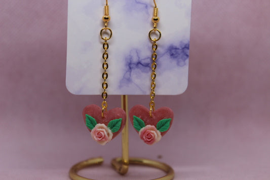 Red Heart with Two Toned Rose