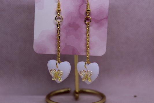 White Heart with Gold Butterfly