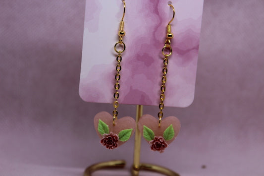 Pink heart with Flower