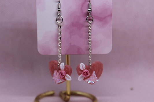 Pink Heart with Butterfly and Pink Rose