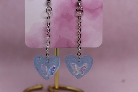 Blue Heart with Butterfly